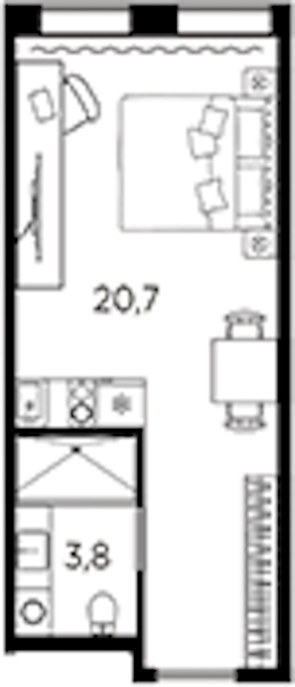 Квартира студия 24.5 м², 12/13 эт., ЖК «AVENIR Industrial»
